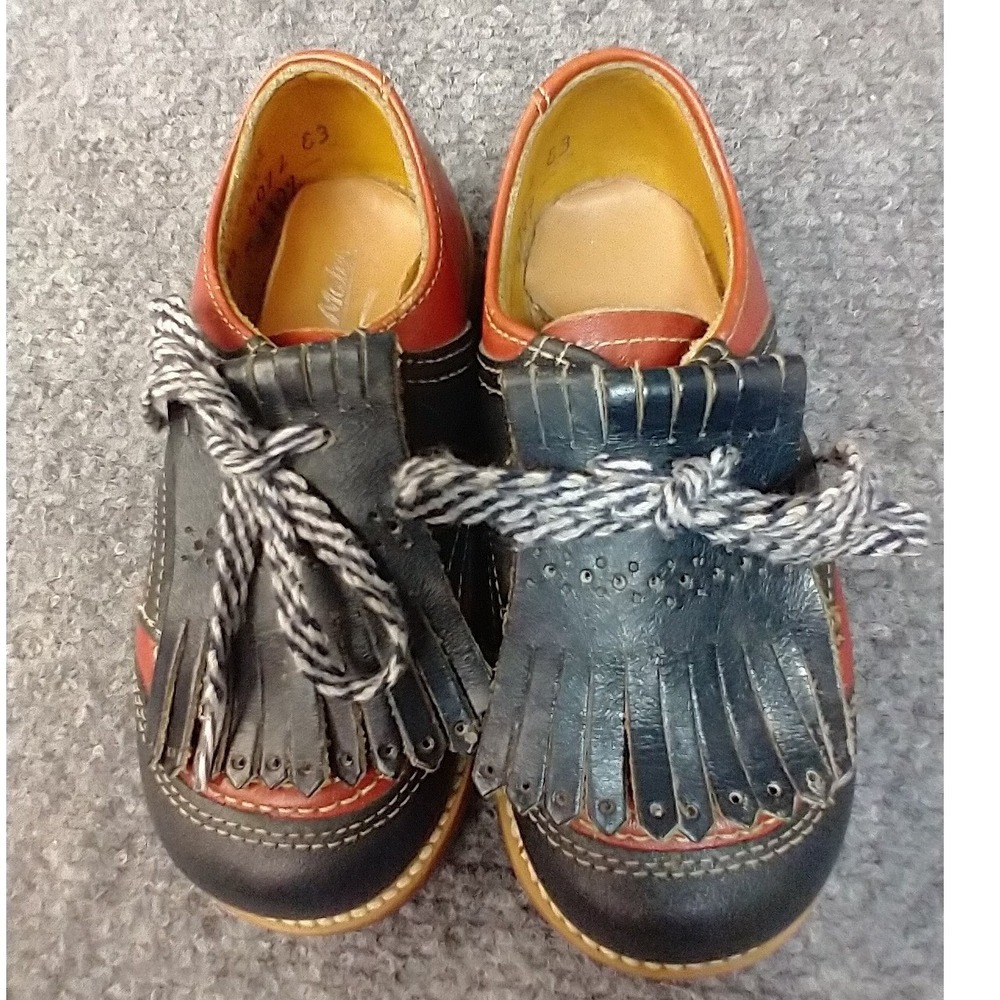 Footmates Vintage infant Red Black Leather Kiltie Oxford Shoes Made in USA 6.5 D - Picture 3 of 12